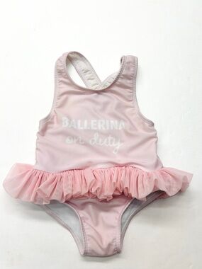 Sal & Pimenta Girls Pink 'Ballerina on Duty' Tutu One-Piece Swimsuit